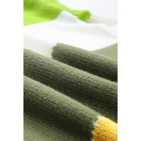 Green Plus Size Color Block Patchwork Sweater - 2X thumbnail