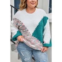 Multicolor Scalloped Color Block Plus Size Sweater - 1X thumbnail