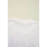 White Gobble Til You Wobble Pop Up Crochet Plus Size Sweater - 1X thumbnail