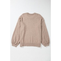 Smoke Gray Pearled Drop Shoulder Plus Size Sweater - 1X thumbnail