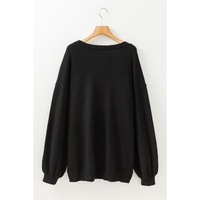 Black Tinsel Merry & Bright Round Neck Plus Size Sweater - 3X thumbnail