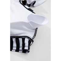 Black Stripe Plus Size Knot Cutout Ruffle Sleeve and High Waisted 2pcs Swimsuit - 1X thumbnail