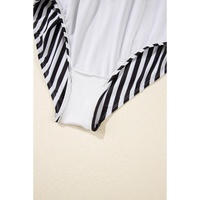 Black Stripe Plus Size Self Tie Straps O-Ring Waistband One Piece Swimsuit - 3X thumbnail