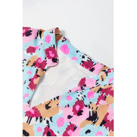 Red Floral Ruffled Cap Sleeve Plus Size Mini Dress - 2X thumbnail