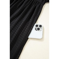 Black Textured Ruffled Sleeve Babydoll Plus Dress - 3X thumbnail