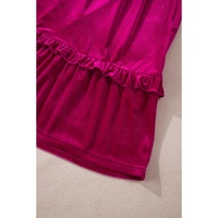 Rose Red Shirred V Neck Tiered Ruffled Velvet Plus Size Maxi Dress - 1X thumbnail