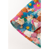 Sky Blue Plus Size Floral Print Shirred Ruffle Tiered Mini Dress - 3X thumbnail