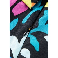 Blue Split Neck Collared Plus Floral Dress - 1X thumbnail