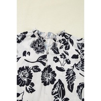 Black Floral Print Tiered Frilled Half Sleeve Plus Size Mini Dress - 1X thumbnail