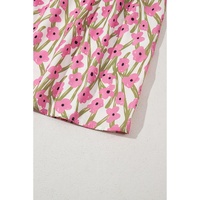Pink Plus Size Ruffle Trim Square Neck High Waist Floral Maxi Dress - 1X thumbnail
