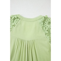 Laurel Green Floral Crochet Short Sleeve Notch V Neck Tiered Plus Size Mini Dress - 2X thumbnail