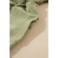 Grass Green Frilly Square Neck Flutter Sleeve Smocked High Waist Plus Size Dress - 1X thumbnail