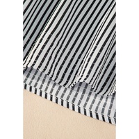 Black Stripe Short Sleeve Buttoned V Neck Pocketed Plus Size Mini Dress - 4X thumbnail