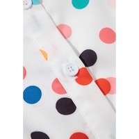 White Polka Dot Print Bubble Sleeve Button Up Plus Size Shirt Dress - 1X thumbnail