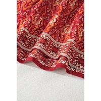 Orange Plus Size Printed Surplice Neck Empire Waist Flowy Mini Dress - 1X thumbnail