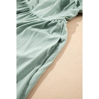 Grass Green Ruffle Trim Short Sleeve Plus Size Flared Mini Dress - 1X thumbnail