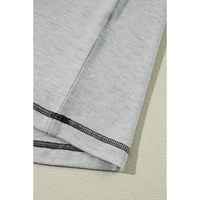 Gray Contrast Stitching Cuffed Sleeve Plus Shorts Set - 1X thumbnail