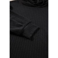 Black Textured Hoodie and Shorts Plus Size Two Piece Set - 1X thumbnail