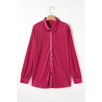 Rose Red Plus Size Ribbed Long Sleeve Shirt and Pants Pajama Set - 1X thumbnail