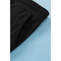 Black Plus Size Textured Exposed Seam Drawstring Jogger Pants - 2X thumbnail