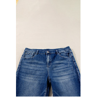 Dirty blue Plus Size High Waist Side Slits Flare Jeans - 1X thumbnail