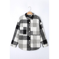 Gray Plus Size Checkered Button-Up Shacket - 1X thumbnail