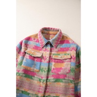 Pink Plus Size Aztec Printed Flap Pocket Shacket - 2X thumbnail