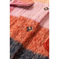 Orange Plaid Print Flap Pockets Buttoned Casual Plus Size Jacket - 1X thumbnail