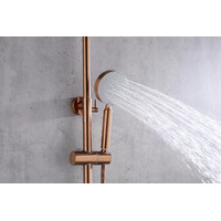 2023 Brushed Rose Gold Copper Solid Stainless Steel 304 made shower set w diverter 200 mm head sprayer hand held head thumbnail
