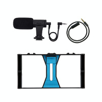 Smartphone Video Rig & Microphone Kit For Live Broadcast - Compatible With Iphone Galaxy Huawei Xiaomi Htc Lg Google And More - Blue thumbnail