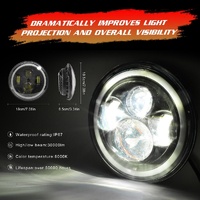 7 Inch H4 / H13 Dc 9V - 30V 3000Lm 6000K 30W Ip67 4Led Lamp Beads Car Round Shape Led Headlight Lamps For Jeep Wrangler / Harley With Angel Eye thumbnail