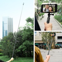 70cm Straight Pull Selfie Stick for Sports Cameras with 3 Jaw Screw - Single Rod thumbnail