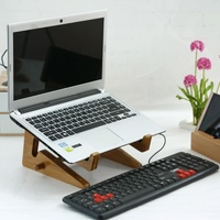 Bamboo Wood Desktop Storage Rack for Computers and Tablets thumbnail