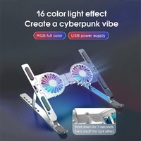 Foldable Laptop Cooling Stand with Ambient Light - Silver thumbnail