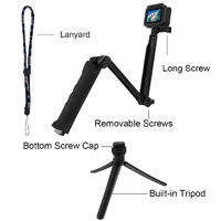 Foldable 3-way Tripod Selfie Stick for Action Cameras - 20-58cm Length thumbnail