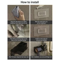 Wall Mounted Holder For Dyson Hair Dryer Bathroom Storage Rack Simple Black - Simple Black thumbnail