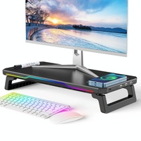 Usb Monitor Stand Riser with Type-c Ports - Wireless Charging  Black thumbnail