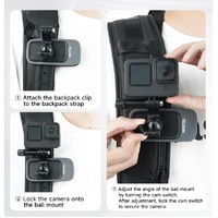 360 Degree Backpack Clip Mount for Action Camera - Rotating thumbnail