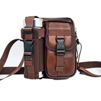 8 Leather Shoulder Mobile Phone Messenger Bag Casual Water Bottle Bag - Black thumbnail