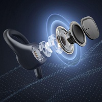 Waterproof Wireless Sports Bluetooth Earphones with Led Display - White thumbnail