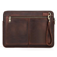 14.2 Inch Leather Laptop Sleeve for Macbook Pro - Black - Brown thumbnail
