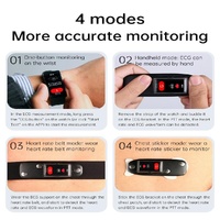Smart Watch With Heart Rate And Blood Pressure Monitoring - Colour Screen - Black thumbnail
