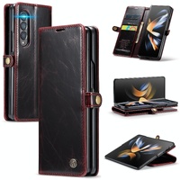 Premium Crazy Horse Leather Phone Case for Samsung Galaxy z Fold 4 - Black thumbnail