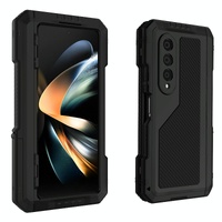 Waterproof Metal Phone Case with Folding Holder for Samsung Galaxy z Fold 4 - Red thumbnail