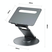 Adjustable 360 Degree Rotating Laptop Stand for 10-17 Inch Devices - Grey thumbnail