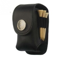Leather Golf Ball Waist Pouch - Portable Tee Bag for Sports - Brown thumbnail