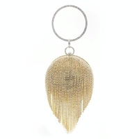 Crystal Tassel Clutch for Weddings and Parties - Gold Crystal Bag thumbnail