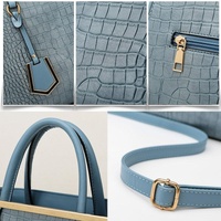 Patchwork Stone Pattern Handbag - Shoulder / Crossbody - Blue thumbnail