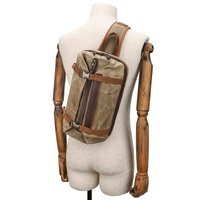 Retro Waxed Canvas Chest Bag Large Capacity Shoulder Crossbody Bag For Men - Khaki thumbnail