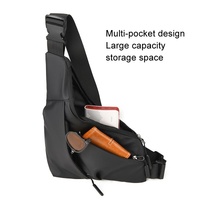 Leather Anti Theft Triangle Bag Secure Crossbody Chest Bag - Black thumbnail